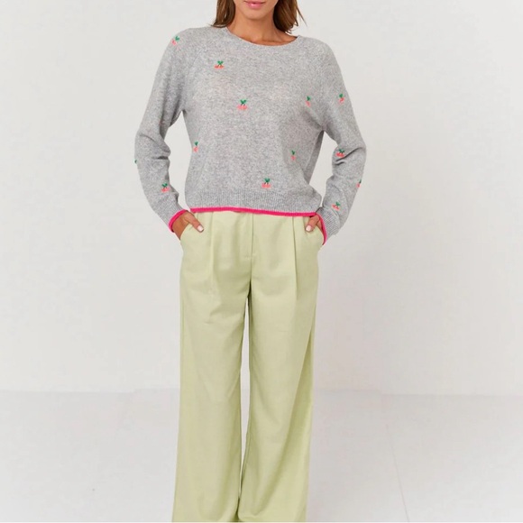 Brodie cashmere cherry sweater size small gray NWT - Picture 2 of 11